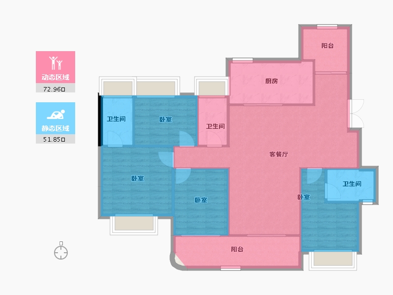 重庆-重庆市-成都城投春江蘭庭-114.77-户型库-动静分区