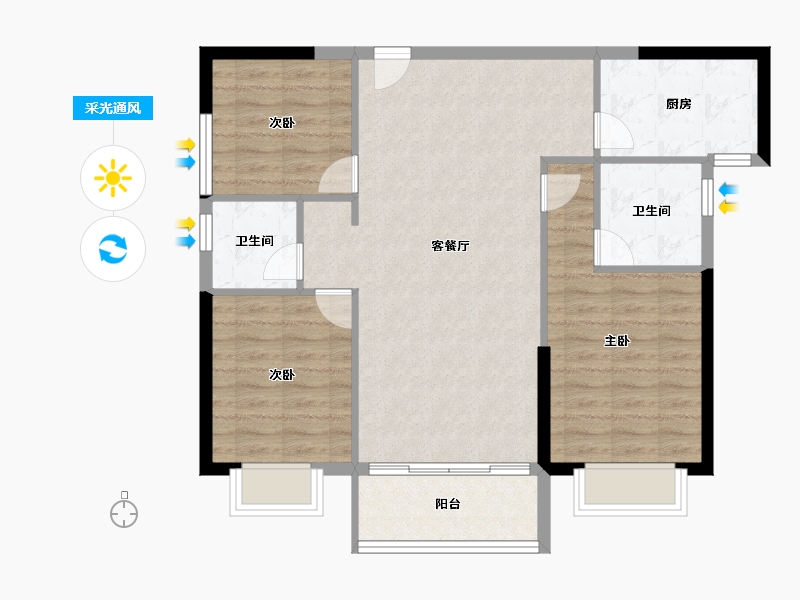 福建省-泉州市-城建·江南里-88.00-户型库-采光通风