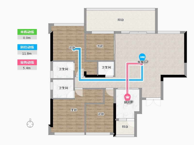 重庆-重庆市-重庆长嘉外滩-125.22-户型库-动静线