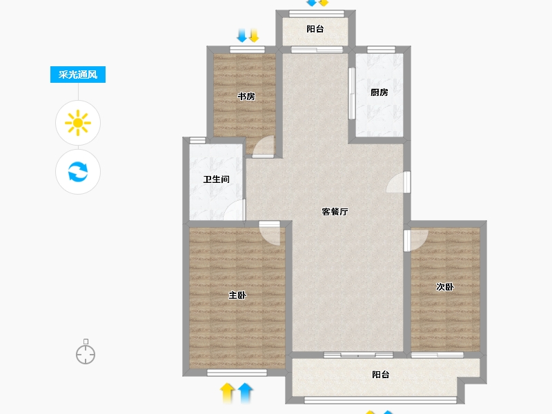 河南省-三门峡市-天河城·璞园-105.77-户型库-采光通风