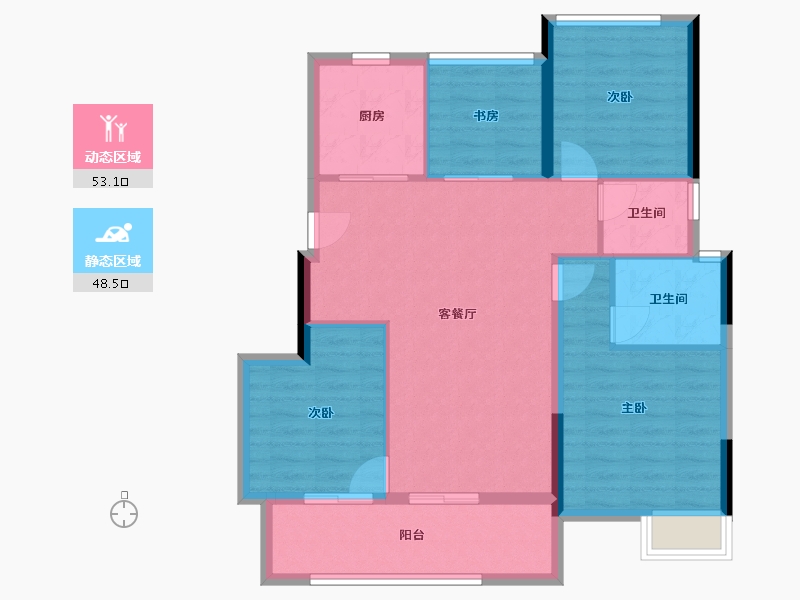 浙江省-杭州市-建发·云熙-91.86-户型库-动静分区