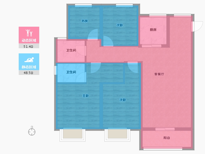 甘肃省-兰州市-保利领秀山-88.45-户型库-动静分区