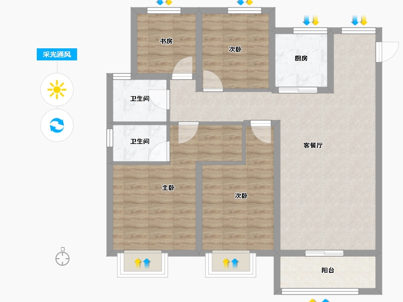 甘肃省-兰州市-保利领秀山-88.45-户型库-采光通风