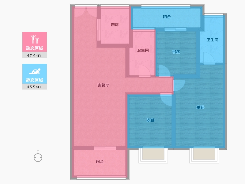 陕西省-西安市-山水华府-83.00-户型库-动静分区