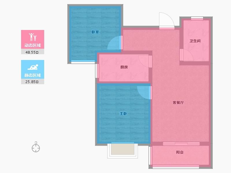 陕西省-宝鸡市-沣源名居-65.78-户型库-动静分区