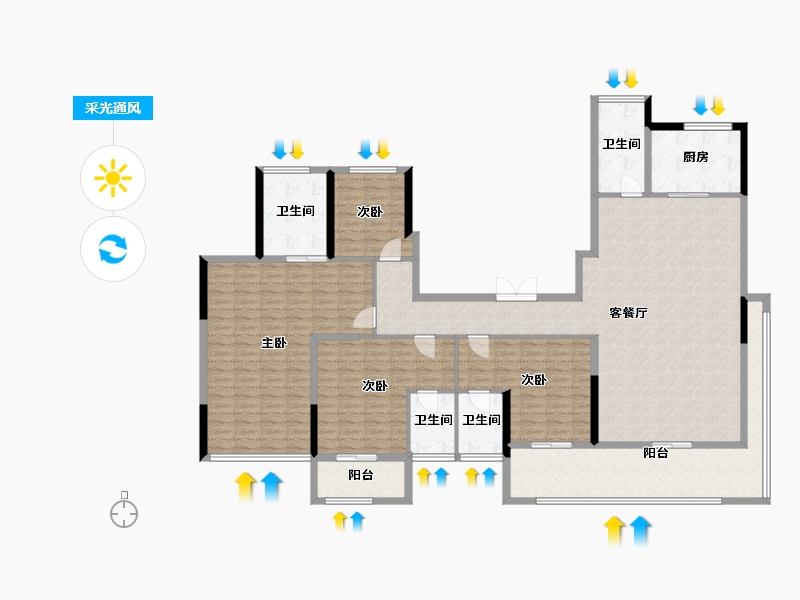 浙江省-嘉兴市-鸿翔天誉府-188.78-户型库-采光通风