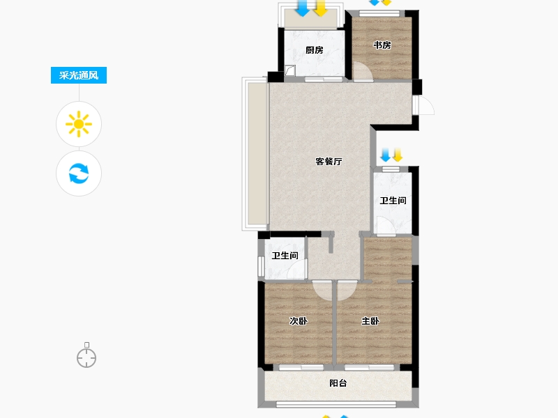 浙江省-杭州市-中天珺楠府-79.18-户型库-采光通风