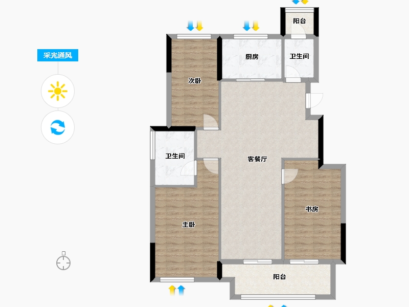 四川省-成都市-绿城明月蘭庭-109.00-户型库-采光通风