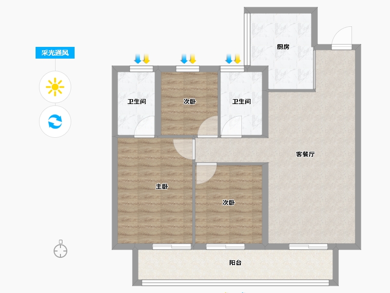 浙江省-温州市-万科大象城映象广场-88.00-户型库-采光通风