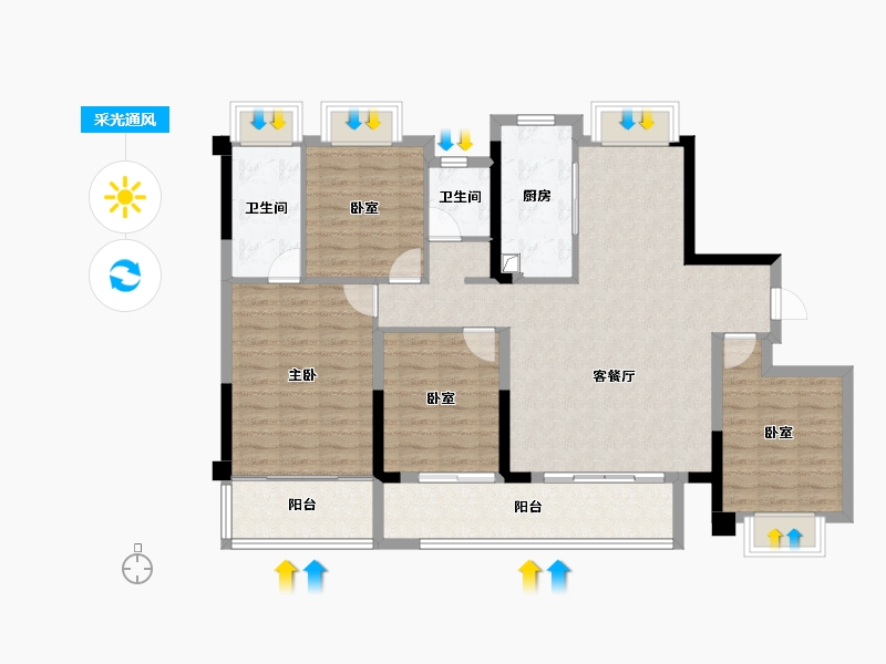 江苏省-南京市-建发缦云-114.41-户型库-采光通风