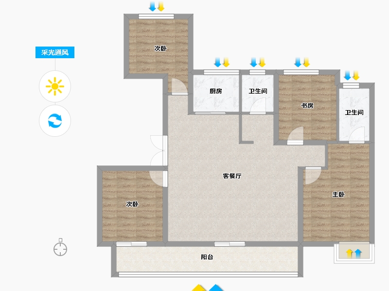 山西省-阳泉市-亿博天玺-106.91-户型库-采光通风