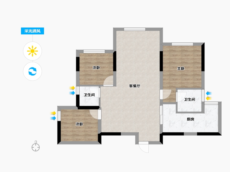 四川省-遂宁市-君豪·东湖雅筑-74.73-户型库-采光通风