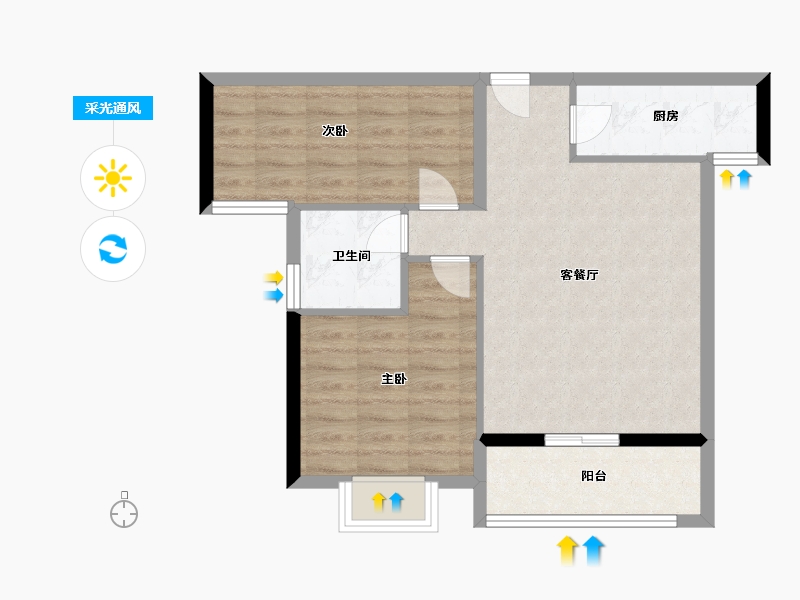 福建省-泉州市-翰文府-62.00-户型库-采光通风