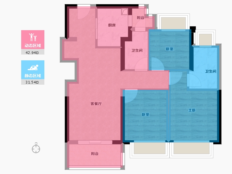 云南省-昆明市-华发书香云海-65.03-户型库-动静分区