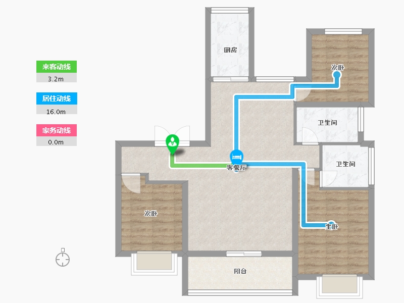 陕西省-西安市-山水华府-90.00-户型库-动静线