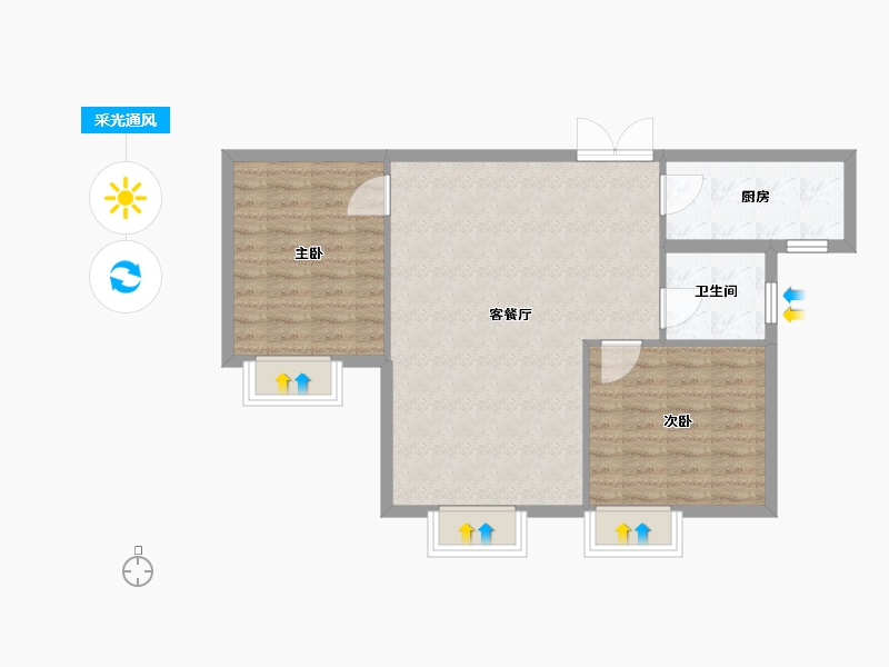 新疆维吾尔自治区-乌鲁木齐市-中建·玖悦-75.00-户型库-采光通风