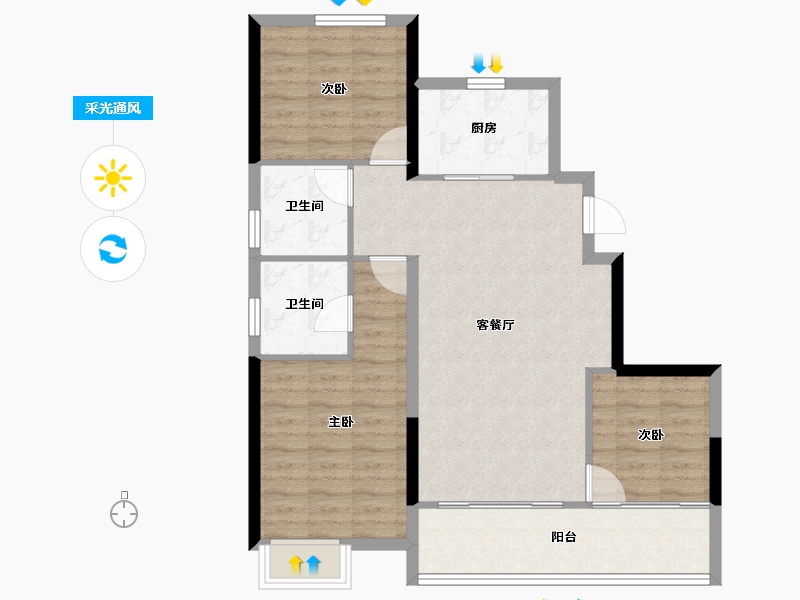 河北省-廊坊市-锦宸佳园-84.00-户型库-采光通风