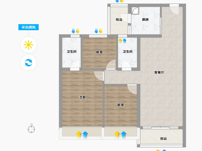 江苏省-镇江市-碧桂园凤凰城-86.63-户型库-采光通风