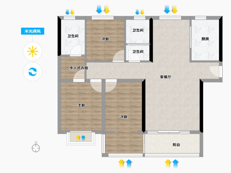 山东省-菏泽市-金府大院-97.60-户型库-采光通风