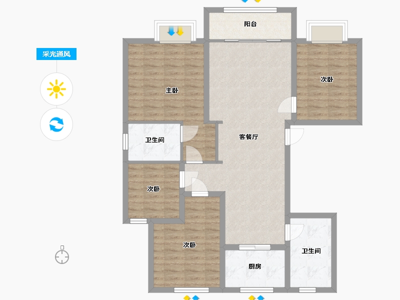 山东省-菏泽市-永泰和顺园-117.60-户型库-采光通风