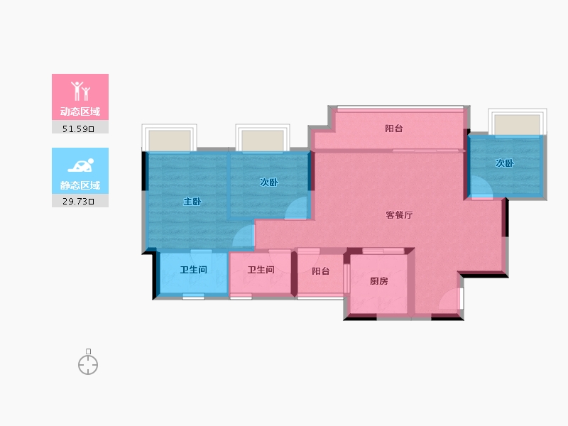 重庆-重庆市-建发书香府-71.97-户型库-动静分区