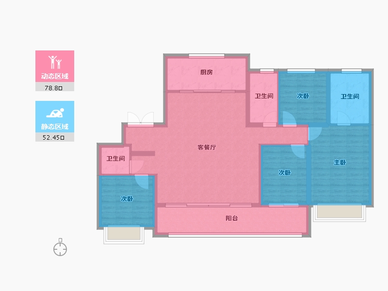 陕西省-西安市-天地源·永安华-118.88-户型库-动静分区