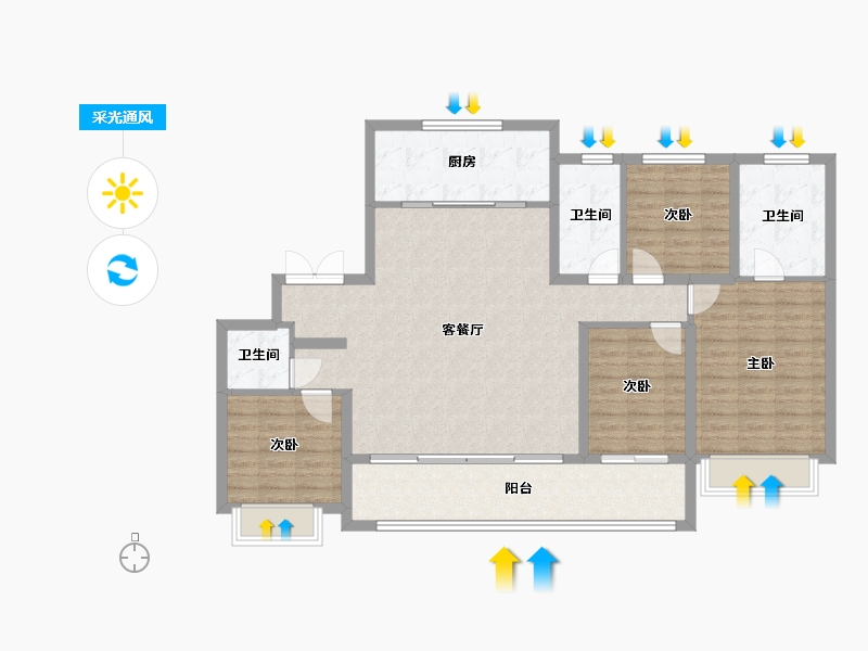 陕西省-西安市-天地源·永安华-118.88-户型库-采光通风