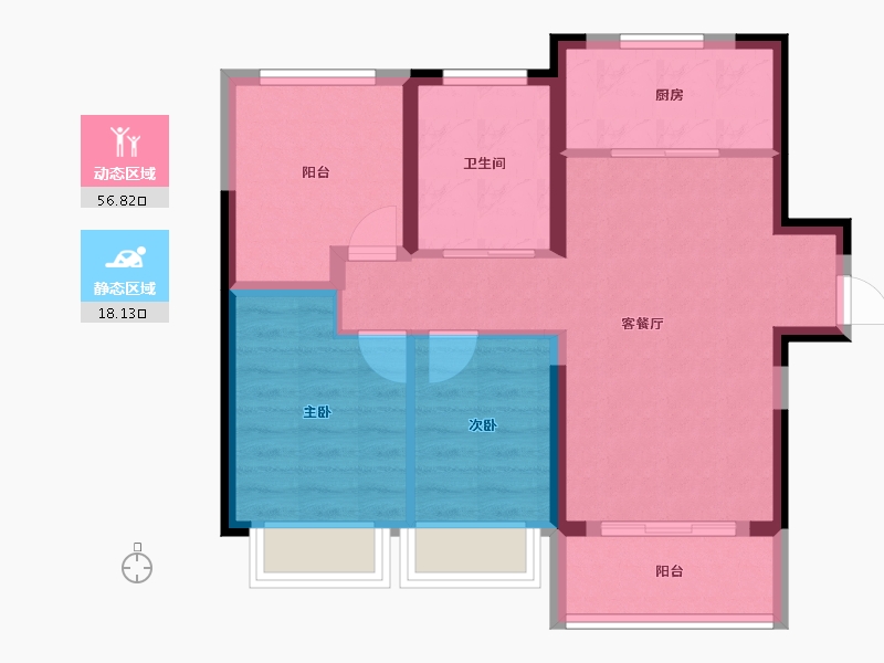 广东省-珠海市-湖心·金茂悦-66.66-户型库-动静分区