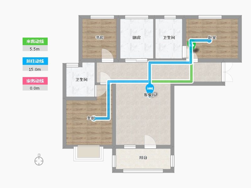 河北省-廊坊市-泰禾锦园-74.30-户型库-动静线