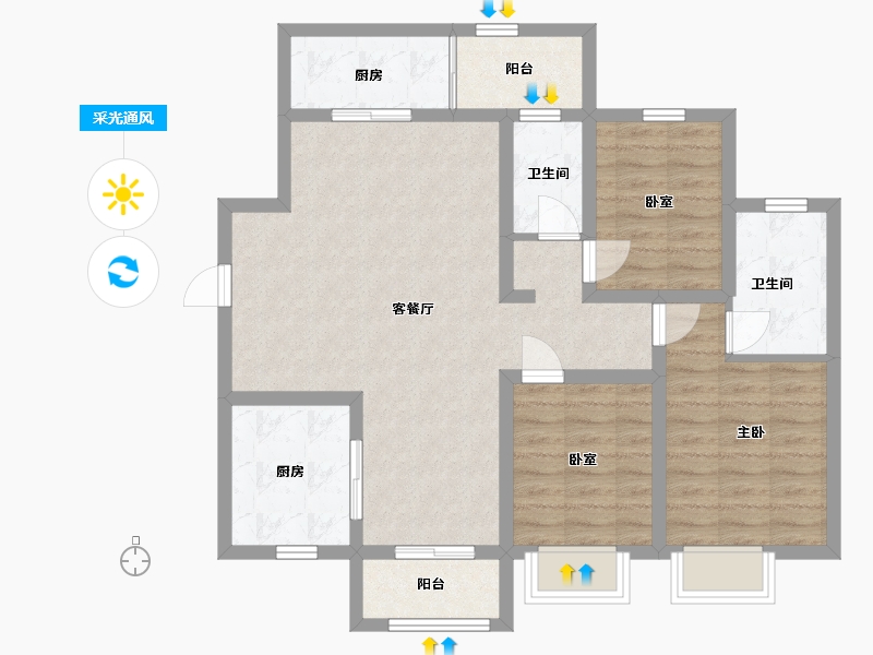 广东省-汕头市-润溪府-90.00-户型库-采光通风