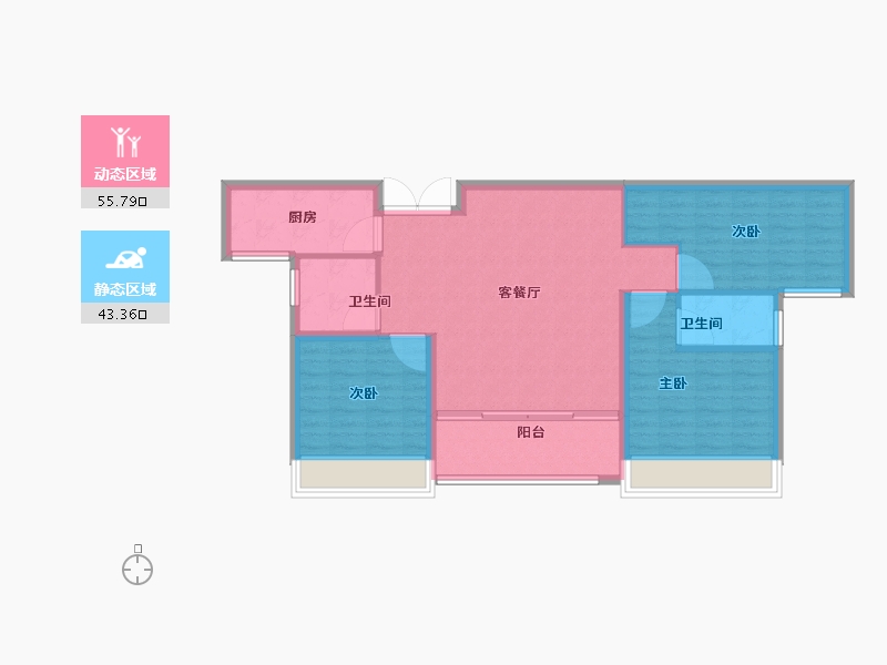 贵州省-遵义市-鸿城印象-90.00-户型库-动静分区