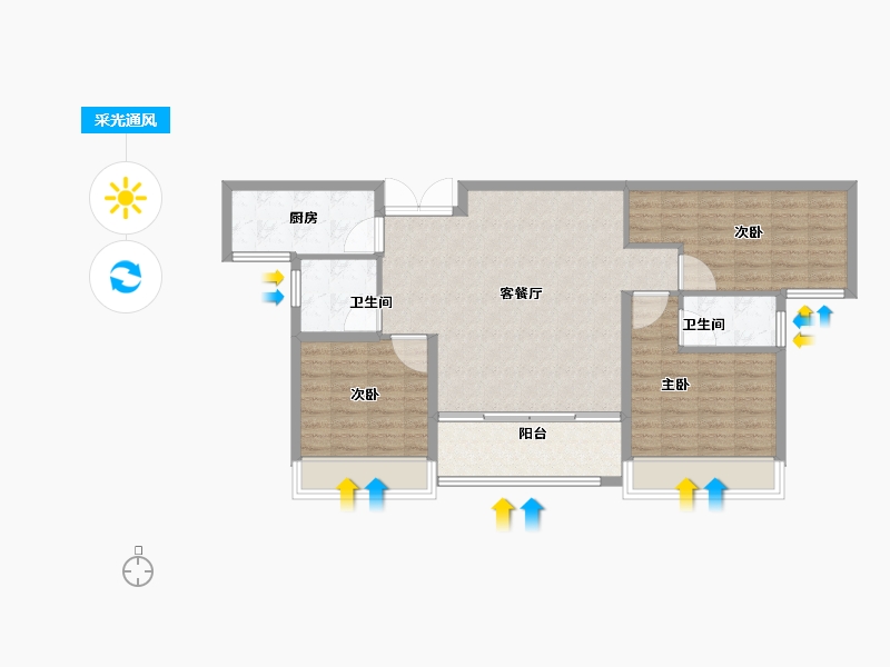 贵州省-遵义市-鸿城印象-90.00-户型库-采光通风