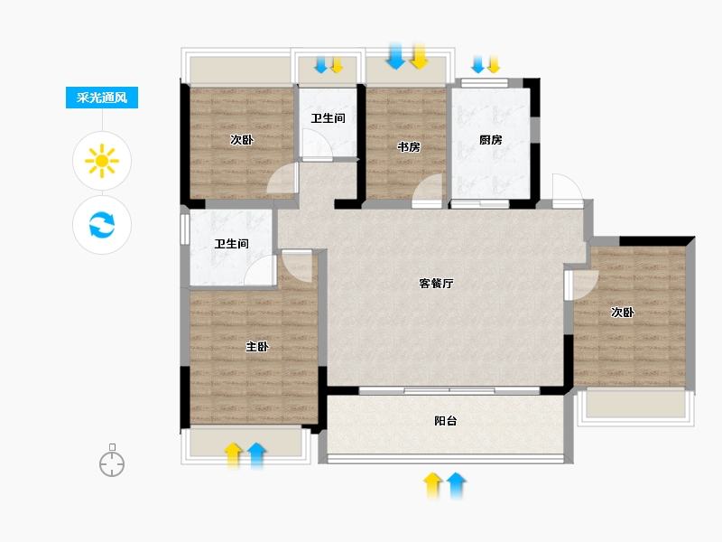 江苏省-苏州市-中国铁建·花语天辰-103.00-户型库-采光通风