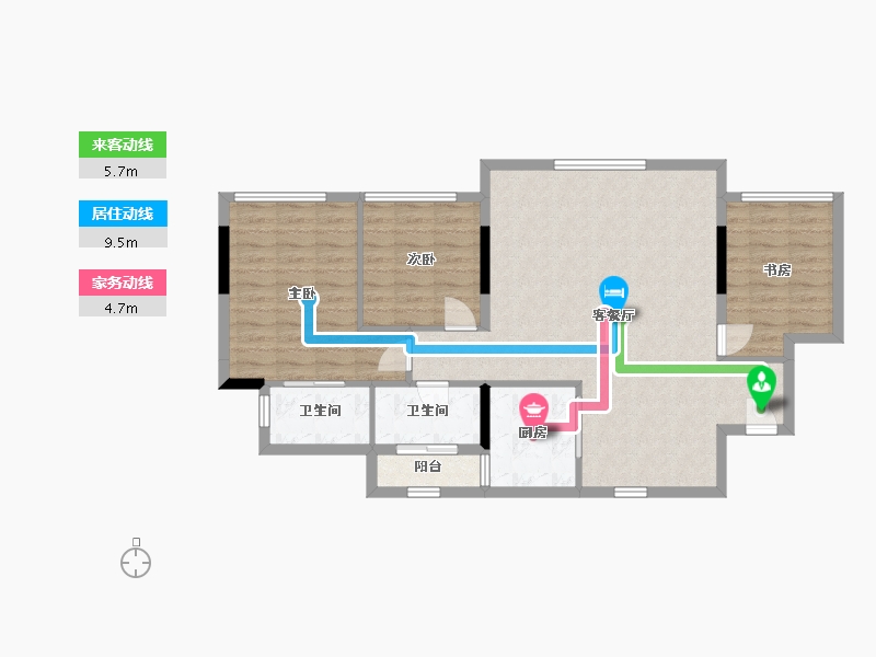 重庆-重庆市-金辉云缦长滩-92.89-户型库-动静线