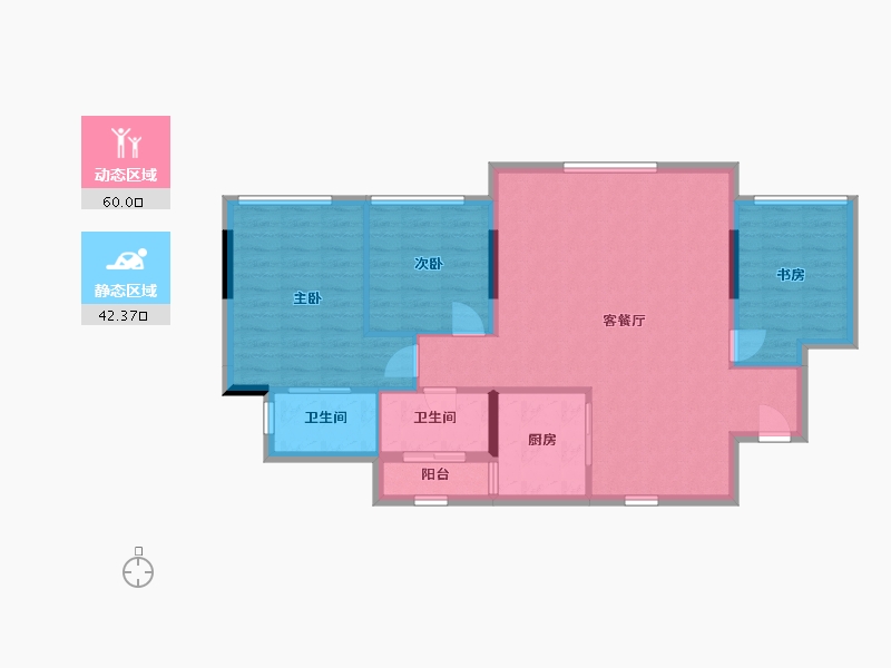 重庆-重庆市-金辉云缦长滩-92.89-户型库-动静分区