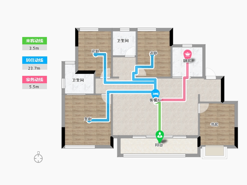 四川省-成都市-绿城明月蘭庭-104.34-户型库-动静线