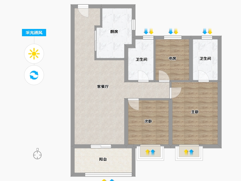 上海-上海市-雍汇庭-80.00-户型库-采光通风