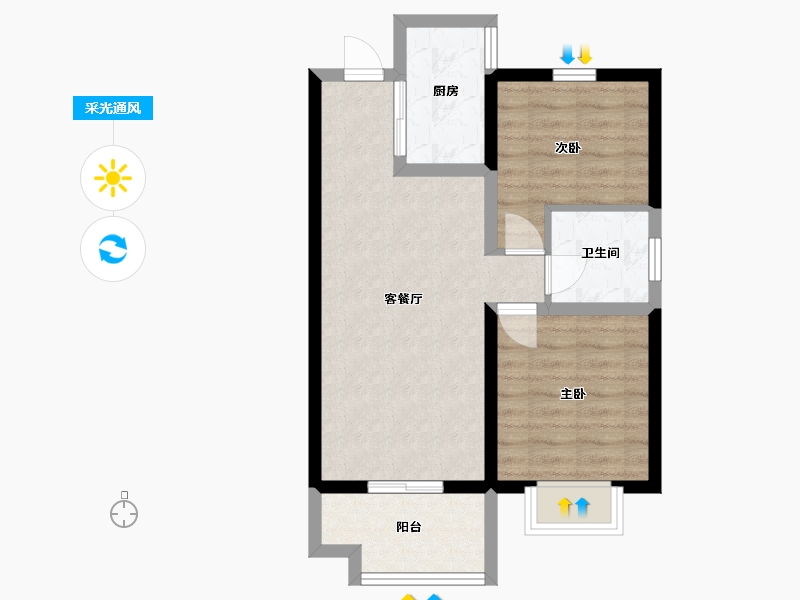 河北省-沧州市-保利拉菲公馆-57.09-户型库-采光通风