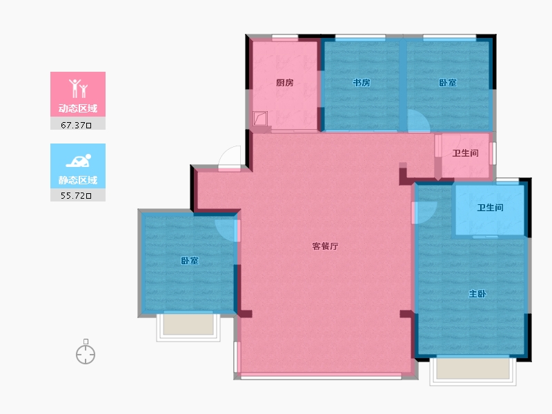 浙江省-湖州市-平高书香华府-111.20-户型库-动静分区