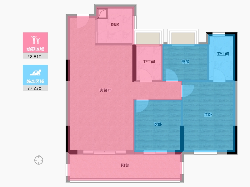 湖北省-宜昌市-康居●阳光城-86.93-户型库-动静分区