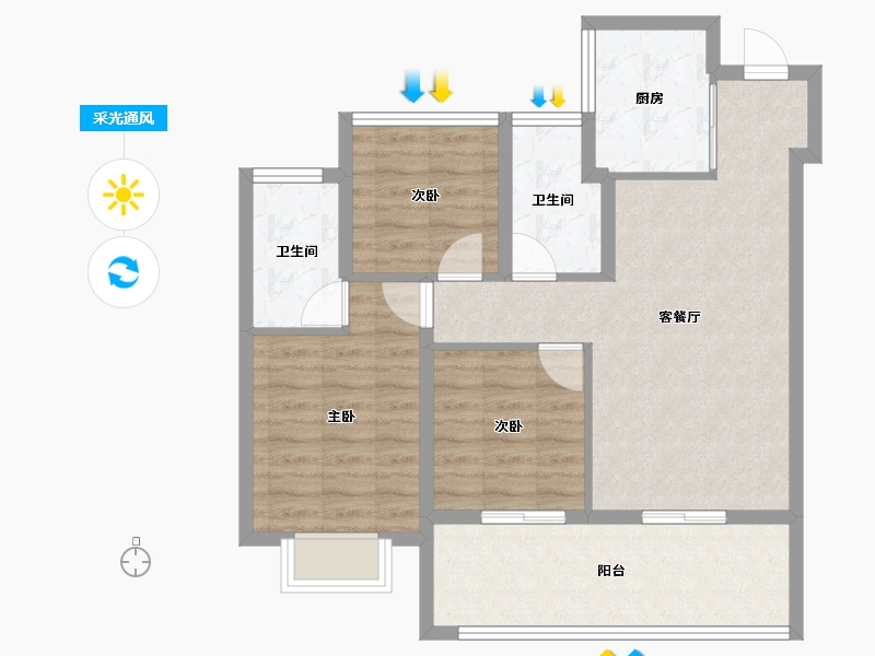 安徽省-合肥市-国贸璟原-79.99-户型库-采光通风