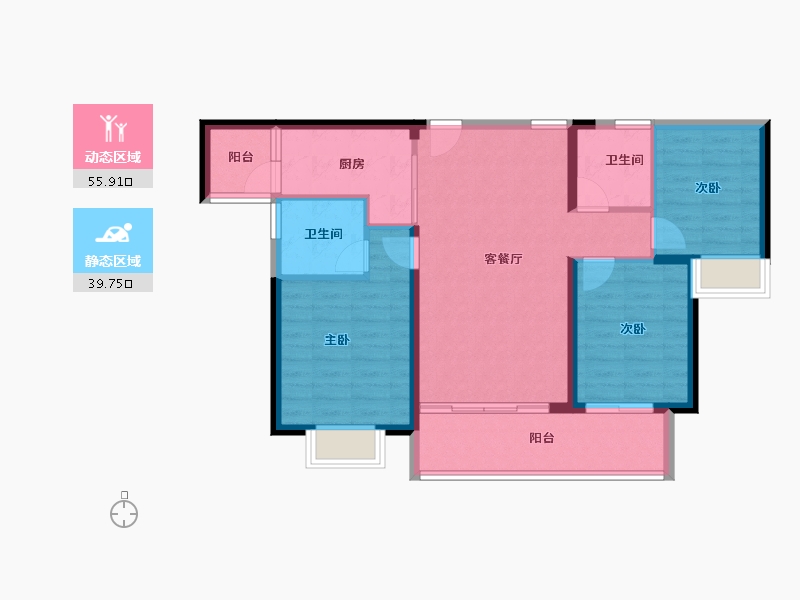 广东省-中山市-锦绣海湾城-85.96-户型库-动静分区