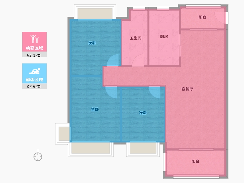 江西省-南昌市-万达滨江华府-N1区-88.52-户型库-动静分区