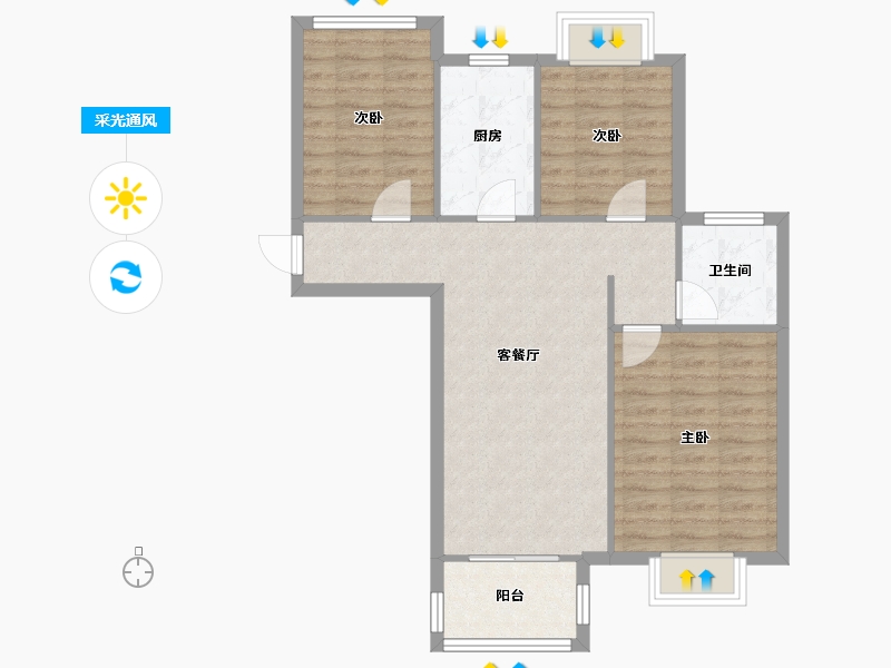 江苏省-无锡市-融创兰园溪岸景园二区-83.36-户型库-采光通风