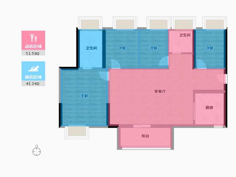 广东省-东莞市-保利阅江台-85.00-户型库-动静分区