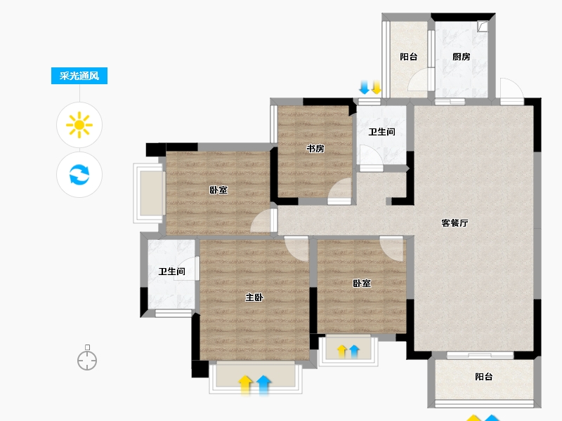 四川省-成都市-川网国际花园-100.78-户型库-采光通风