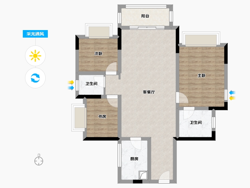 四川省-泸州市-三溪酒城中心-91.20-户型库-采光通风