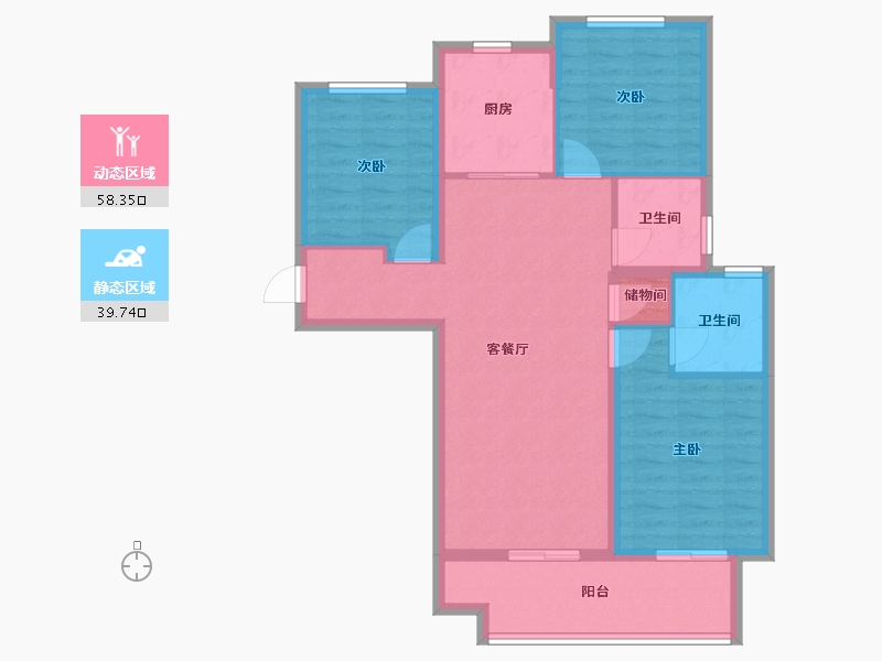 甘肃省-兰州市-万科水晶城-88.00-户型库-动静分区