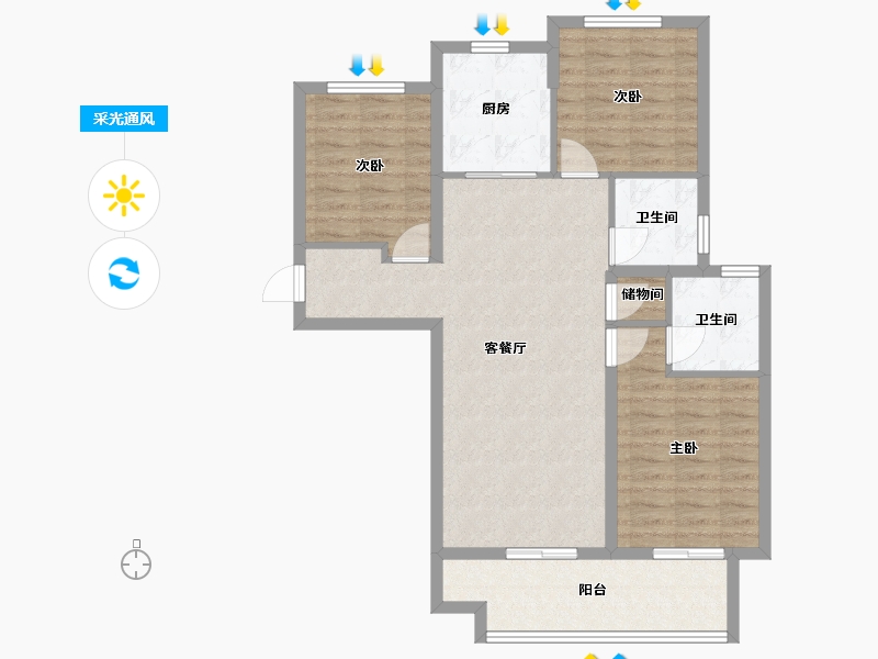 甘肃省-兰州市-万科水晶城-88.00-户型库-采光通风