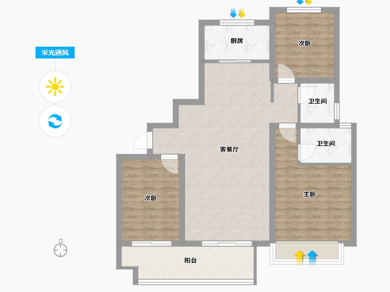 河南省-新乡市-紫宸金城-100.80-户型库-采光通风